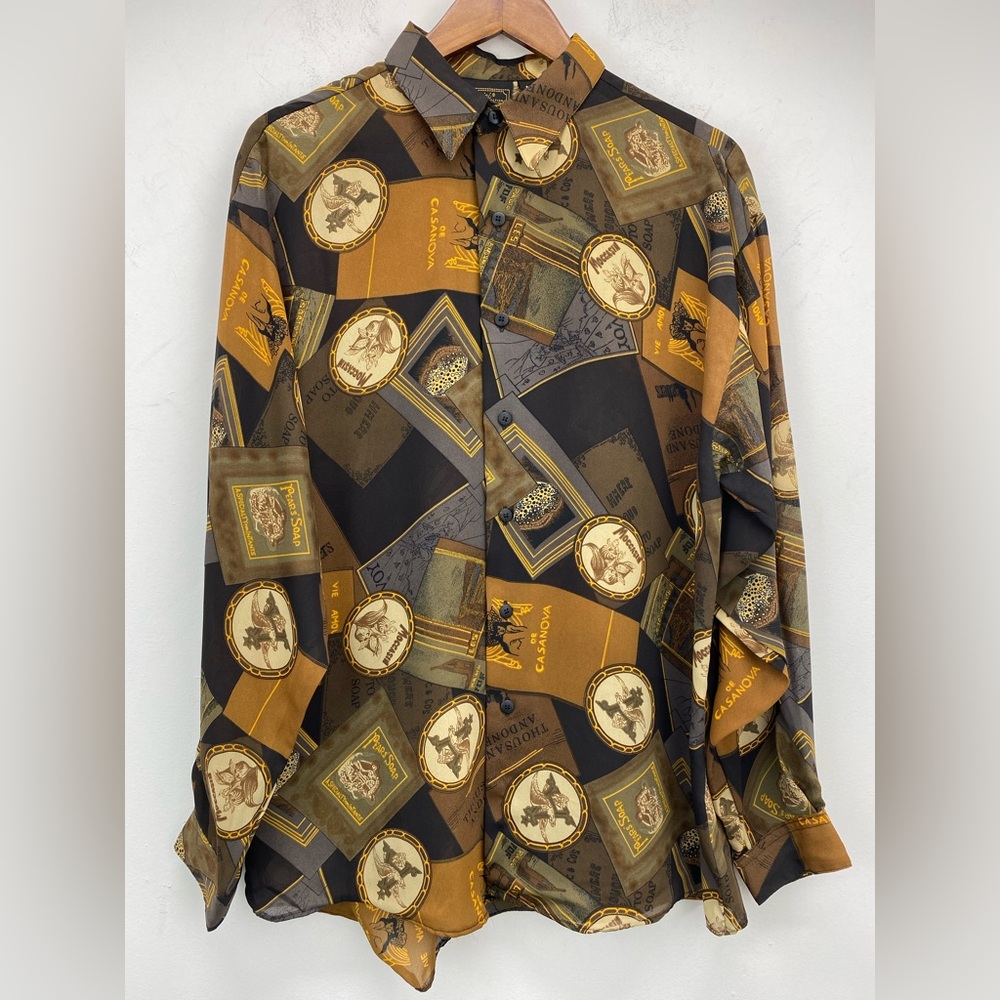 Vintage Monzini size Medium Men’s Multicolor Long Sleeve Button Up Shirt